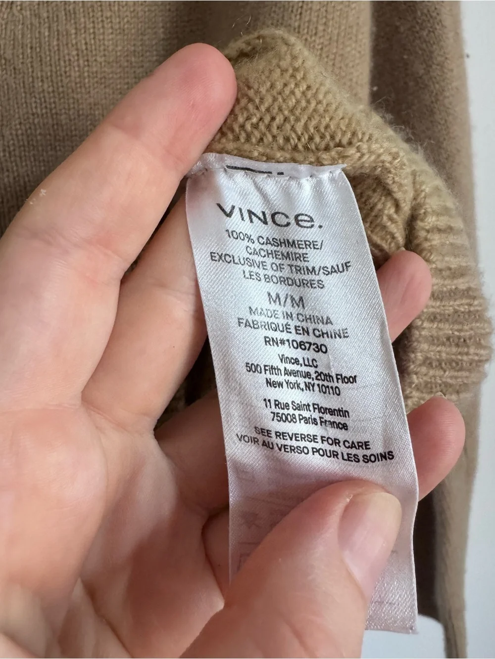 Vince Shrunken Button Cashmere Cardigan In Sand M $375